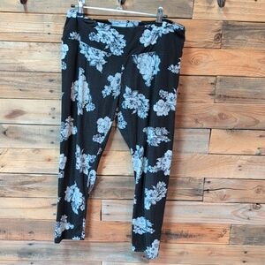Hot Kiss Black Floral Print Leggings Size Xl Spring Cute Cheap
